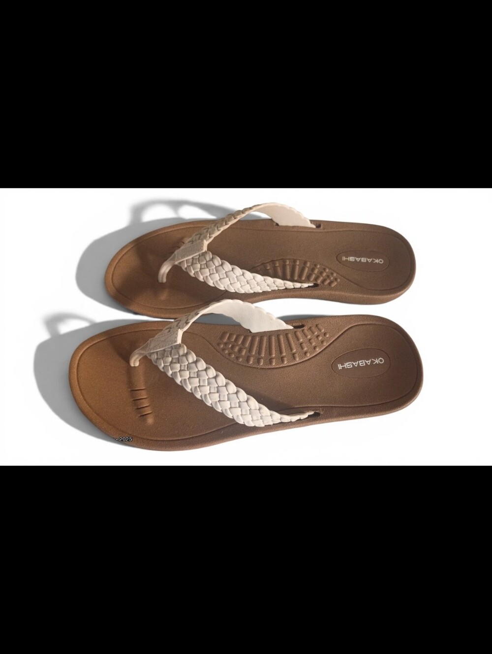 NWT Okabashi Baha Women's Flip Flops – White Braided Straps